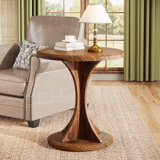 19.7" Round End Table, Wood Small Sofa Chair Side Table for Living Room