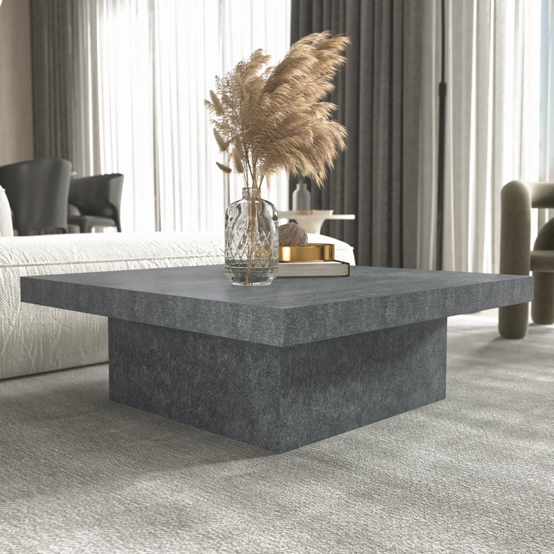 Caomhan Block Coffee Table, Graystone, 12.2" H x 35.4" L x 35.4" W