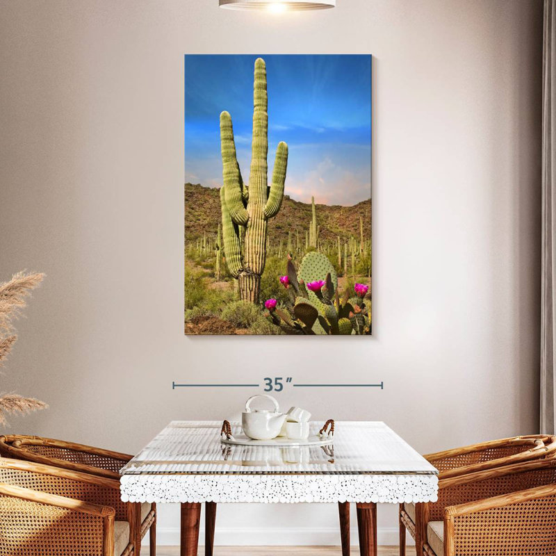 Harnek Saguaro And Prickly Pear Cactus, 48" H x 32" W