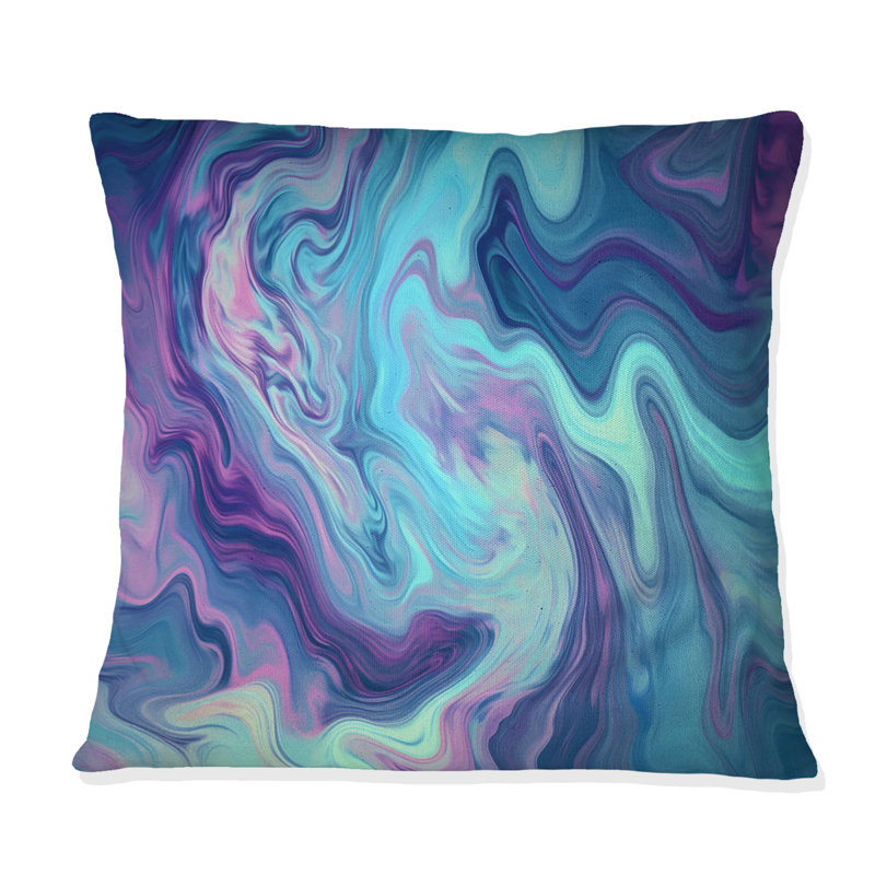 Coussin Turquoise mauve Marble Fusion I - imprimé abstrait