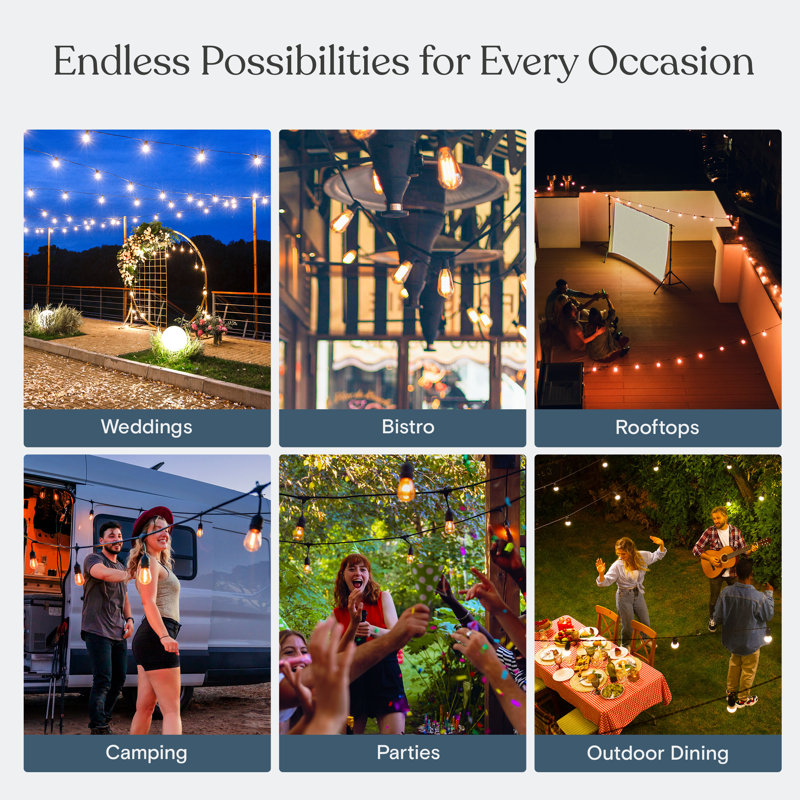 27 Ft Warm White Solar Powered LED Globe String Lights