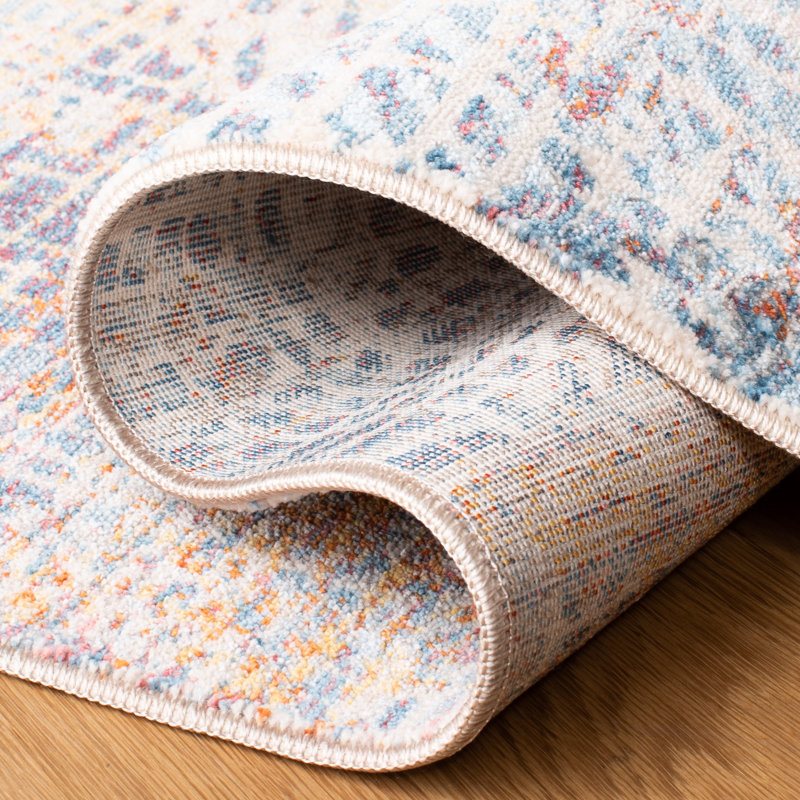 Tapis bleu / rouille Curiel, Carré 5 pi