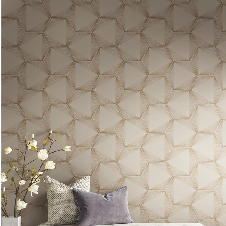 Off White Grey Silver Trellis Honeycomb Hexagon Lines Pattern Wallpaper 3d