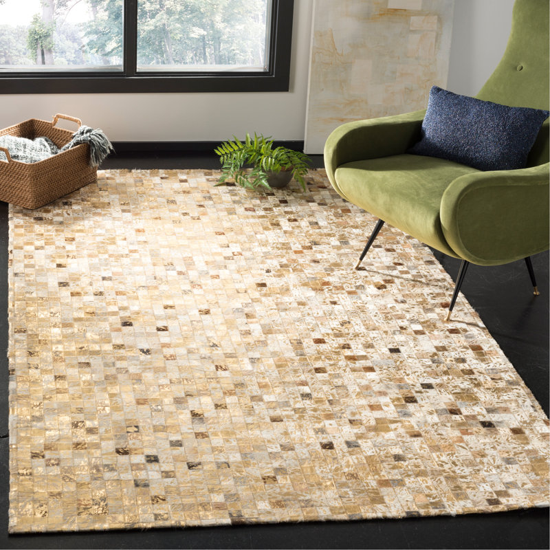 Tapis ivoire touffeté à la main Atchley, Rectangle de 5 pi x 8 pi