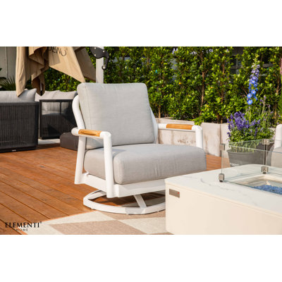 Chaise de patio en aluminium thermolaqué avec coussins Sunbrella® de qualité commerciale Santorini