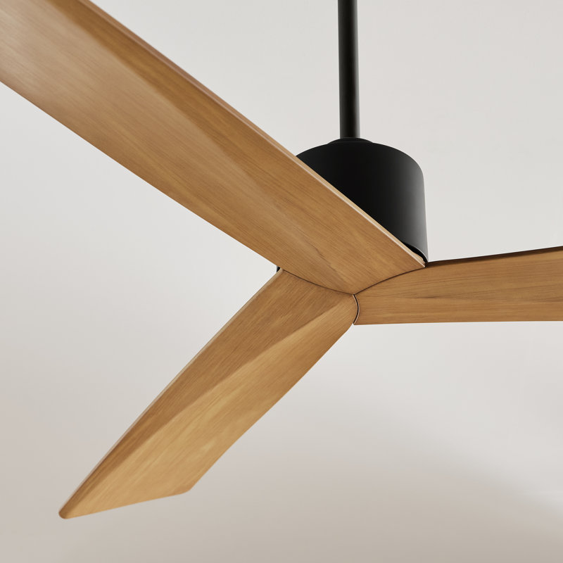  Adler 52 Indoor Ceiling Fan with Natural Honey ABS blades and Handheld Remote, Midnight Black, Natural Honey