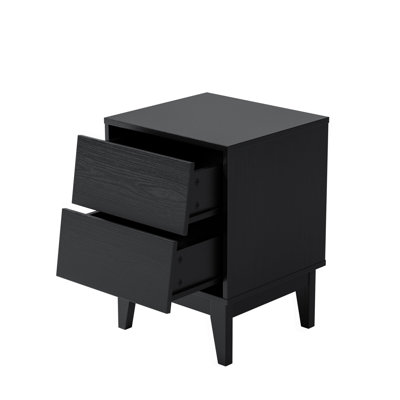 Ensemble de 2 tables de chevet de style rétro et biseauté, fabriquées en bois aggloméré, table de chevet moderne Mid-Century, table de chevet pour chambre à coucher