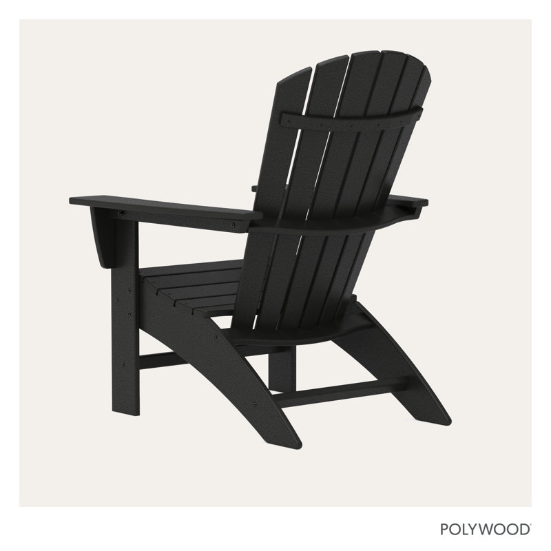POLYWOOD Nautical Curveback Adirondack Chair, Black