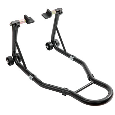 Support de roue arrière de moto, avec bobine à fourche U + L, capacité de 850 lb Support de levage de roue arrière robuste, pour Jack Suzuya, Moto, Kawasaki, noir