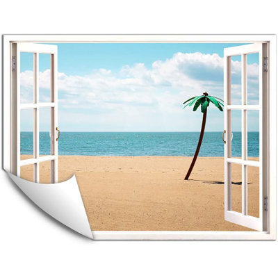 Murale un palmier debout sur le sable