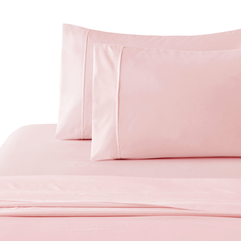 Ensemble de draps en coton 4 pièces avec grandes taies d'oreiller en coton pour toute la saison 4 pièces Marina, Rose