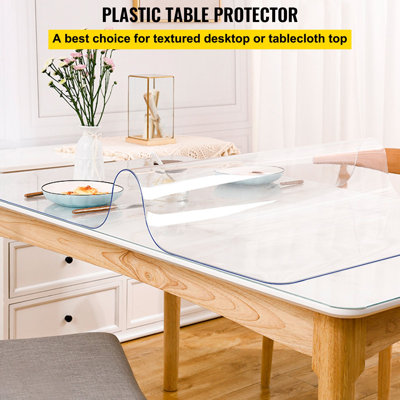 Plastic Table Cover 24 x 60 Inch, 1.5 mm Thick Clear Table Protector, Rectangle Clear Desk Mat, Waterproof and Easy Cleaning for Office Dresser Night Stand