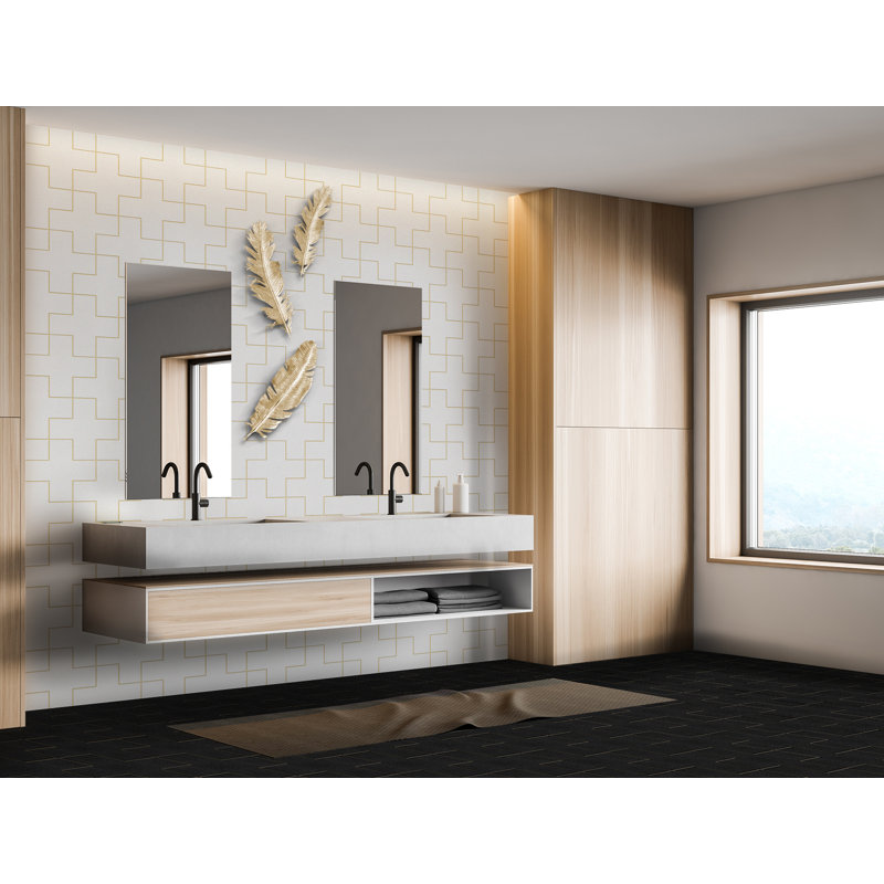 Shape 7" x 7" Ceramic Tile, Jet Black