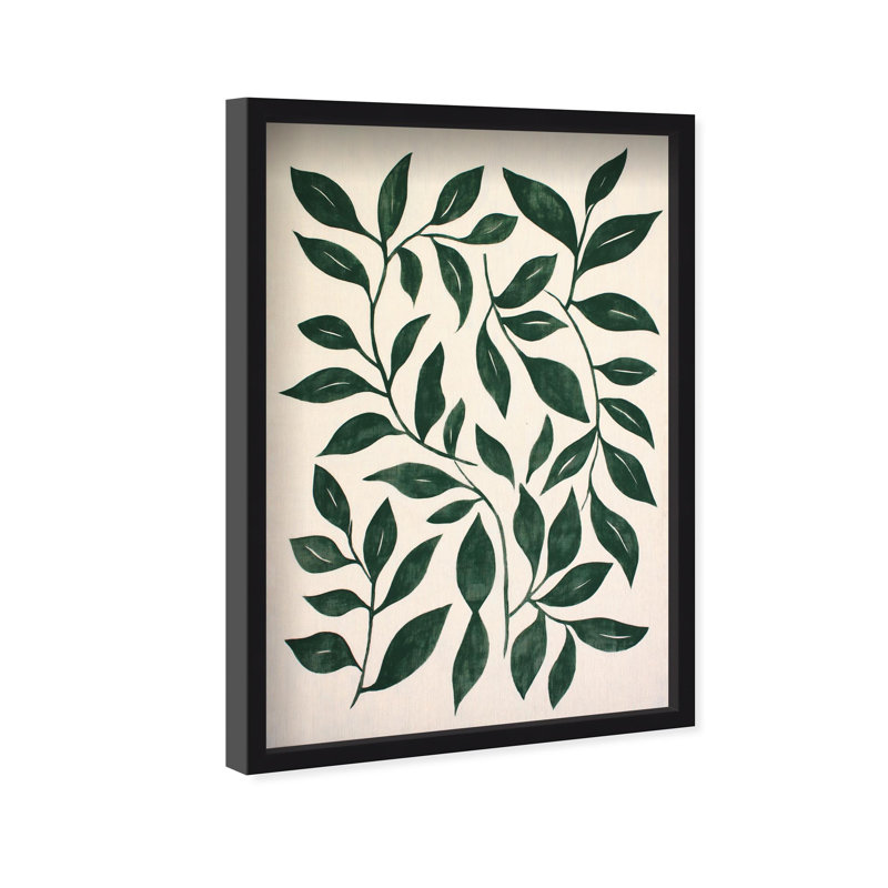 Oliver Gal Leaf Linen I Floral and Botanical - Luxury Shadowbox Framed Wall Art, 25" H x 17" W, Black
