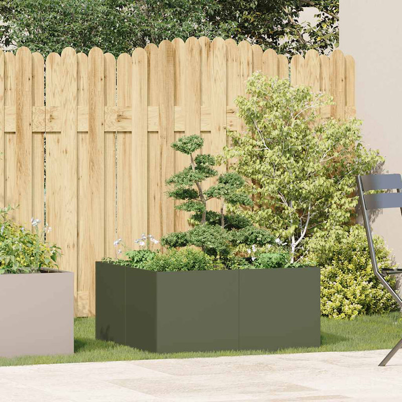 Planter 80X80x40 Cm Cold-Rolled Steel, Olive Green