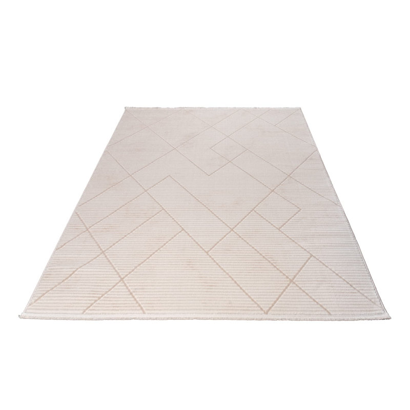 Tapis tissé à la machine crème, tapis à motif géométrique La dole Rugs - 5 x 8, 6 x 9