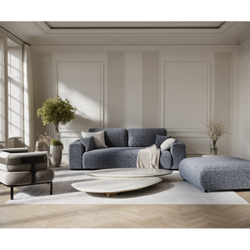 Three-seater square arm sofa, Navy Canvas
