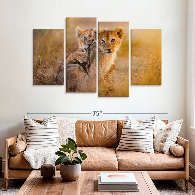 Adorables lionceaux Brampt, H 42 po x l 68 po
