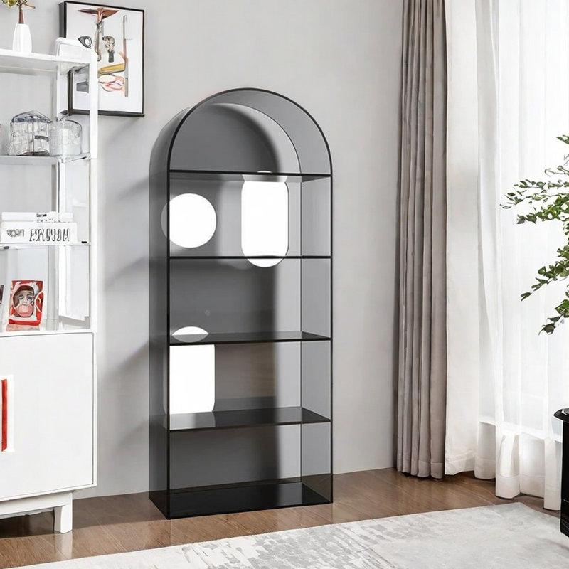Bibliothèque moderne en acrylique pour un rangement élégant, Noir, noir, noir, noir