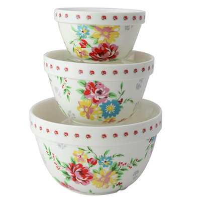 Ensemble de bols à mélanger en porcelaine Shabby Rose 3 pièces Grace's Tea Ware