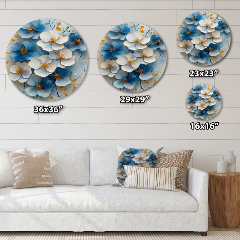 Joella - Art mural rond en métal Cherry Blossom, H 23 po x l 23 po