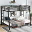  Lit double superposé au-dessus de grand lit en métal, structure peu encombrante, pas de sommier tapissier, noir