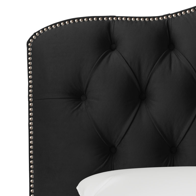 Aurkene Upholstered Headboard, Twin, Velvet Black