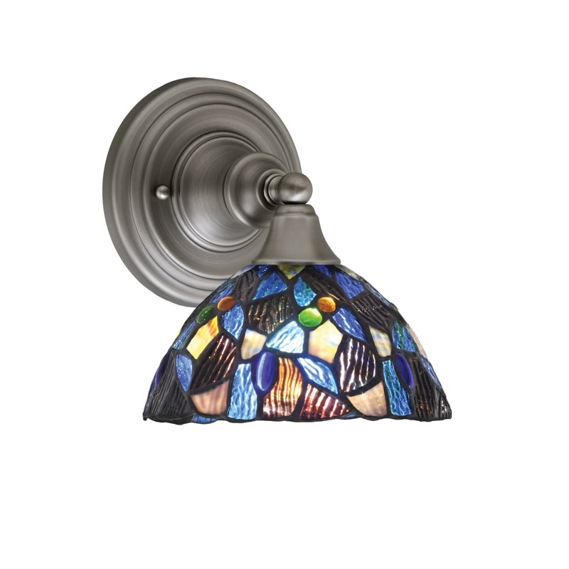 Applique murale avec verre mosaïque bleu 7 po, Nickel brossé