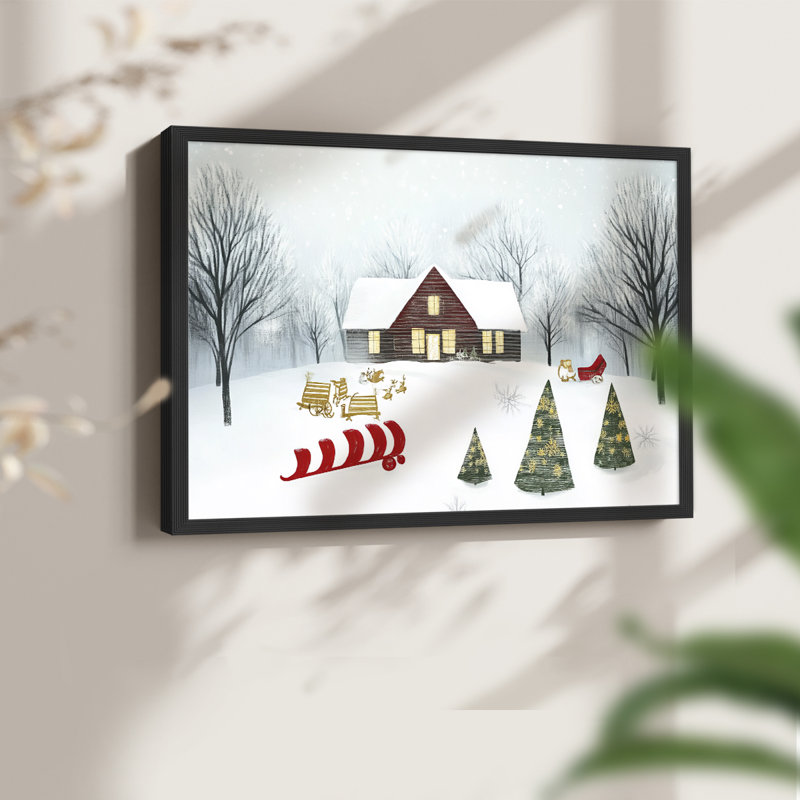 Art de Noël - XC III - Reproduction encadrée - Restickable, H 22 po x l 28 po, Noir, noir, noir, noir