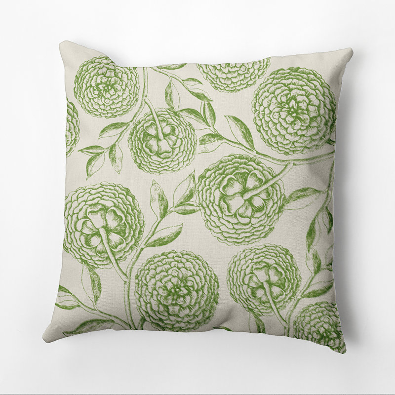 Housse et insert de coussin d'extérieur carré Botanical Blooms, Vert, 16 po x 16 po