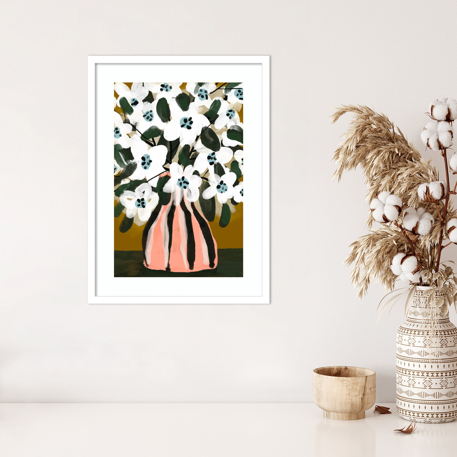 Pastel Flower Impression No 9 by Treechild Wood Framed Wall Art Print, 25" H x 19" W, White
