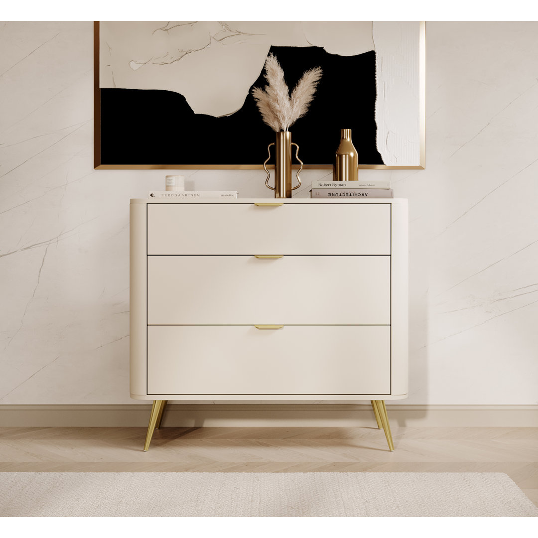 Oval Sideboard With Six Drawers Beige