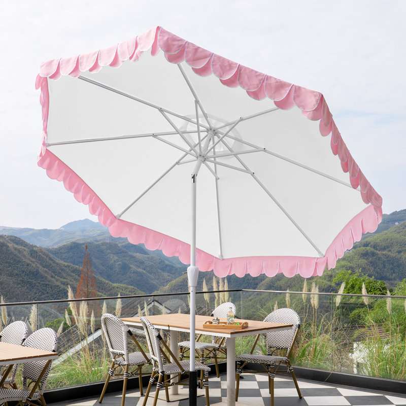 Parasol Adahir 108 avec contrepoids inclus, Blanc, Rose