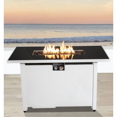 25 H X 42 W Steel Outdoor Fire Pit Table With Lid