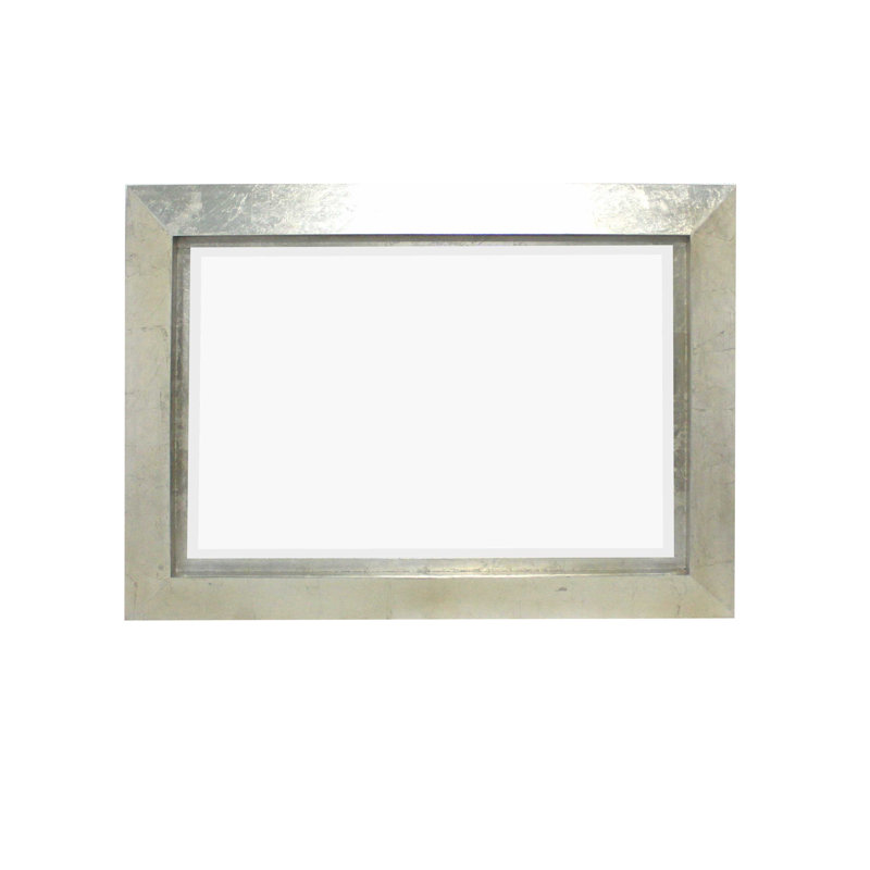 Nyasia Wood Rectangle Wall Mirror, Silver