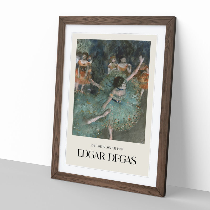 Green Ballet Ballerina Dancers by Edgar Degas - 1 Piece Single Picture Frame Wall Art, 65cm H x 48cm W x 2cm D, Walnut Framed