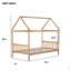 Lit simple avec tête et pied de lit, lit simple en bois d'hévéa avec cadre de maison-121491889
