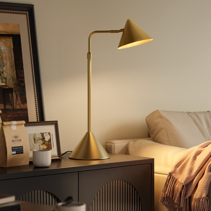 Lampe de table moderne 26 "à DEL avec bras pivotant, lampe de bureau à intensité variable, 3000K, Doré, Doré