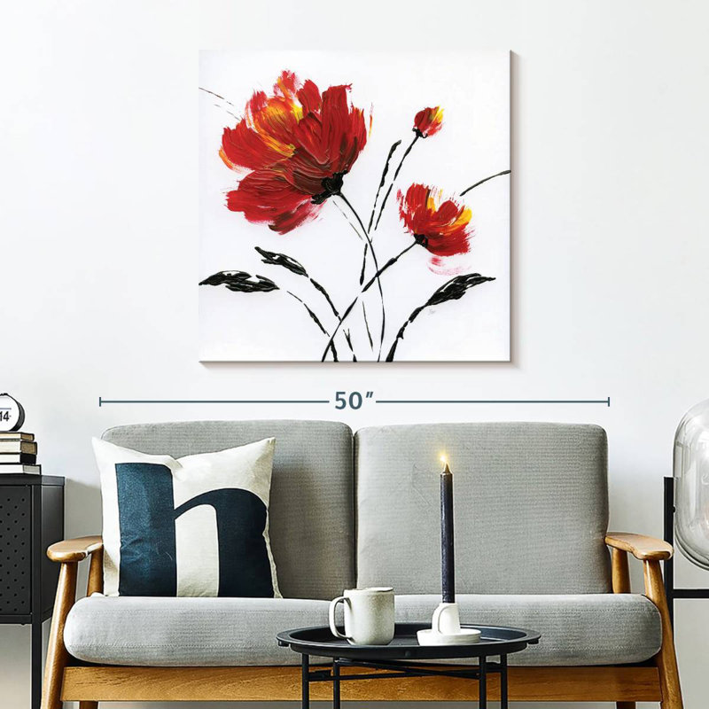 Harnek Red Poppy Splash II, 30" H x 30" W