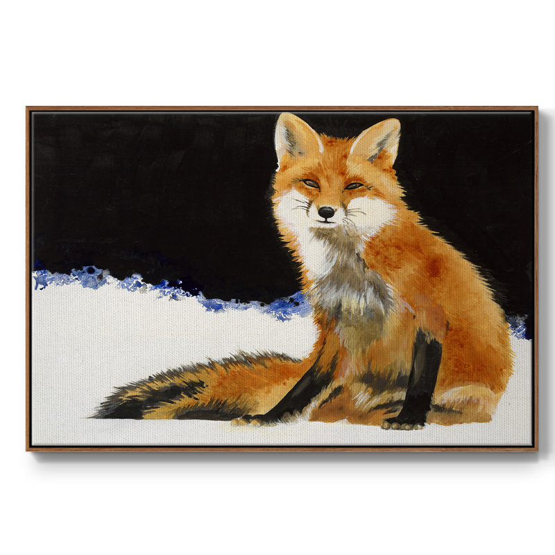 " Fox ", Walnut Framed Canvas, 17" H x 25" W x 2" D
