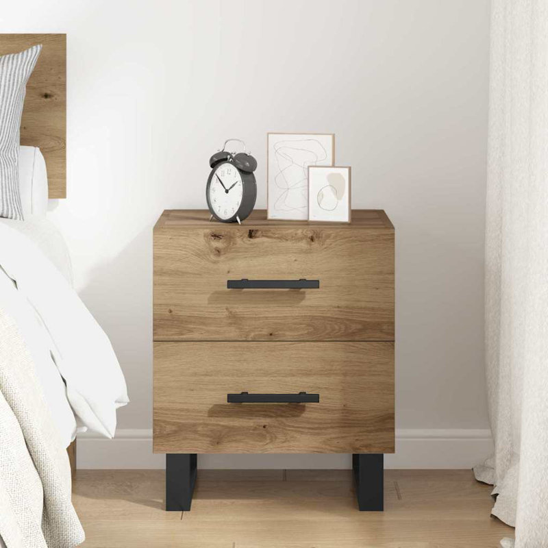 Bedside Cabinet 40 X 35 X 47.5 Cm Engineered Wood, Artisan Oak