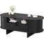 Table basse ovale 47,2 "avec tiroir à double face et armoire coulissante, centre de rangement cannelé de style Mid-Century moderne pour le salon-656811323