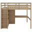 Structure de lit mezzanine en bois tout-en-un avec garde-robe intégrée, bureau de poste de travail, tablettes de rangement ouvertes et tiroirs-312849651