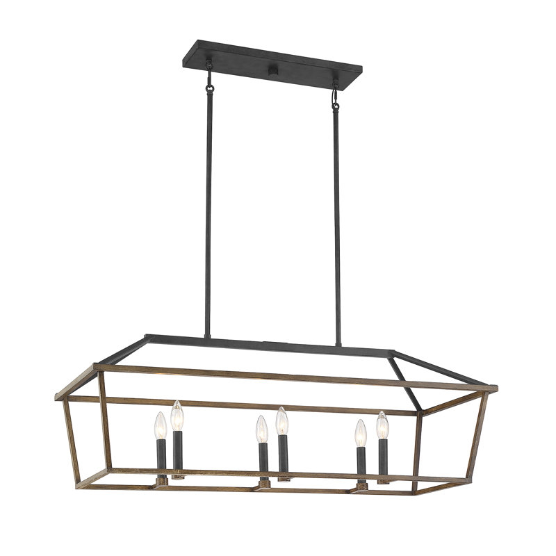 Lustre linéaire à 6 lumières en bois de whisky Sarmila