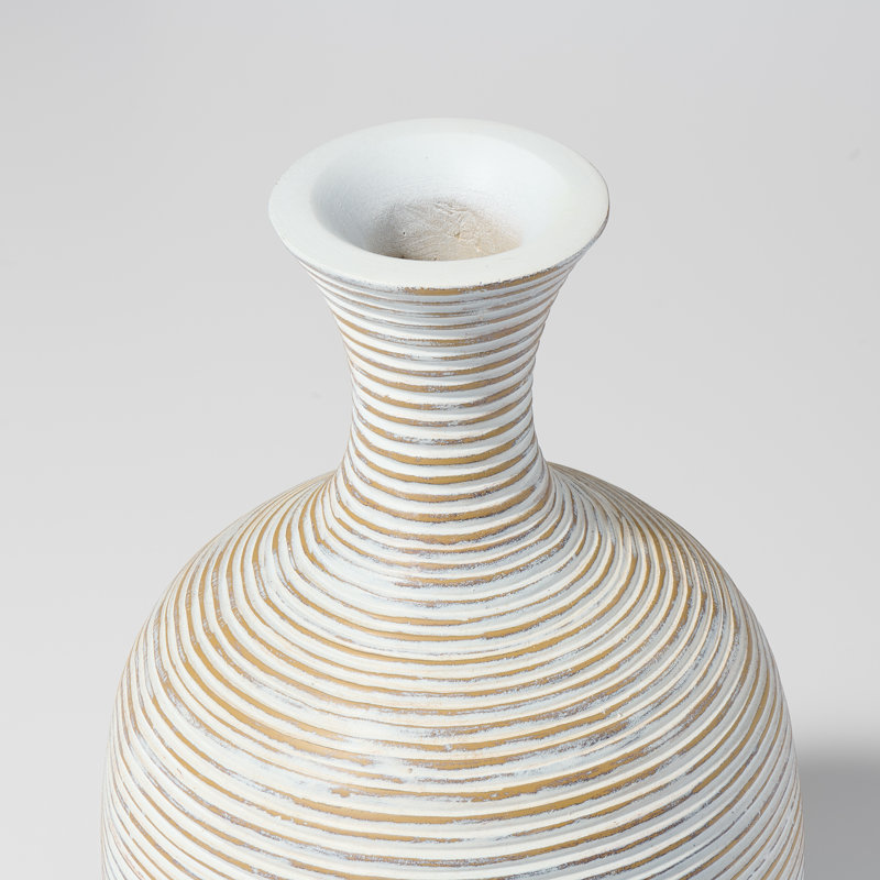 Vase de table en résine Palomo, H 8 po x l 5 po x P 5 po, Blanchir