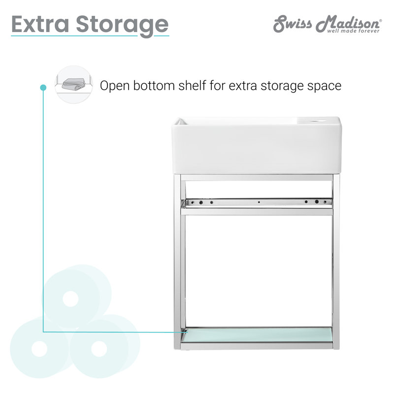 Ensemble de meuble-lavabo simple 19,5 po Pierre, Chrome