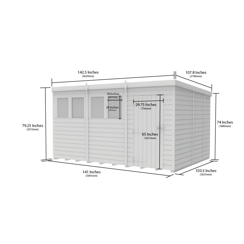 12x9 Pent Composite Shed