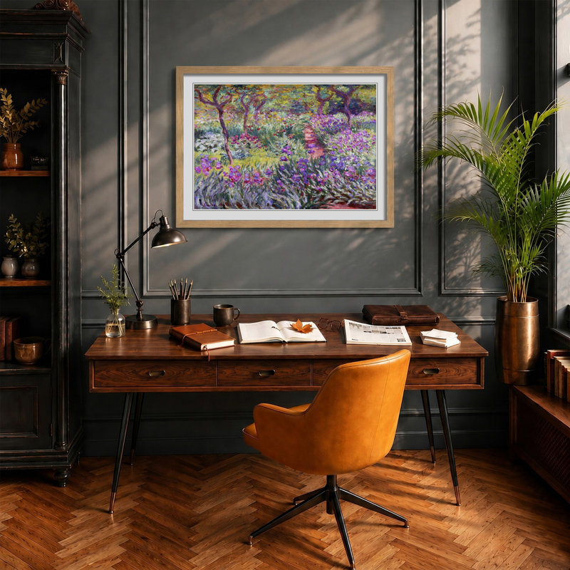 Garden in Giverny by Claude Monet - Framed Print, Oak Framed, 27cm H x 36cm W x 2cm D
