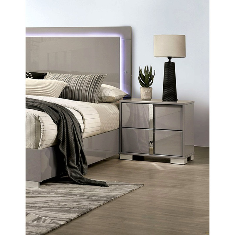 Table de chevet 1pc, Taupe