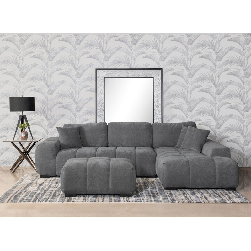 Canapé modulaire rembourré Briner Gris anthracite Briner, Tissu gris